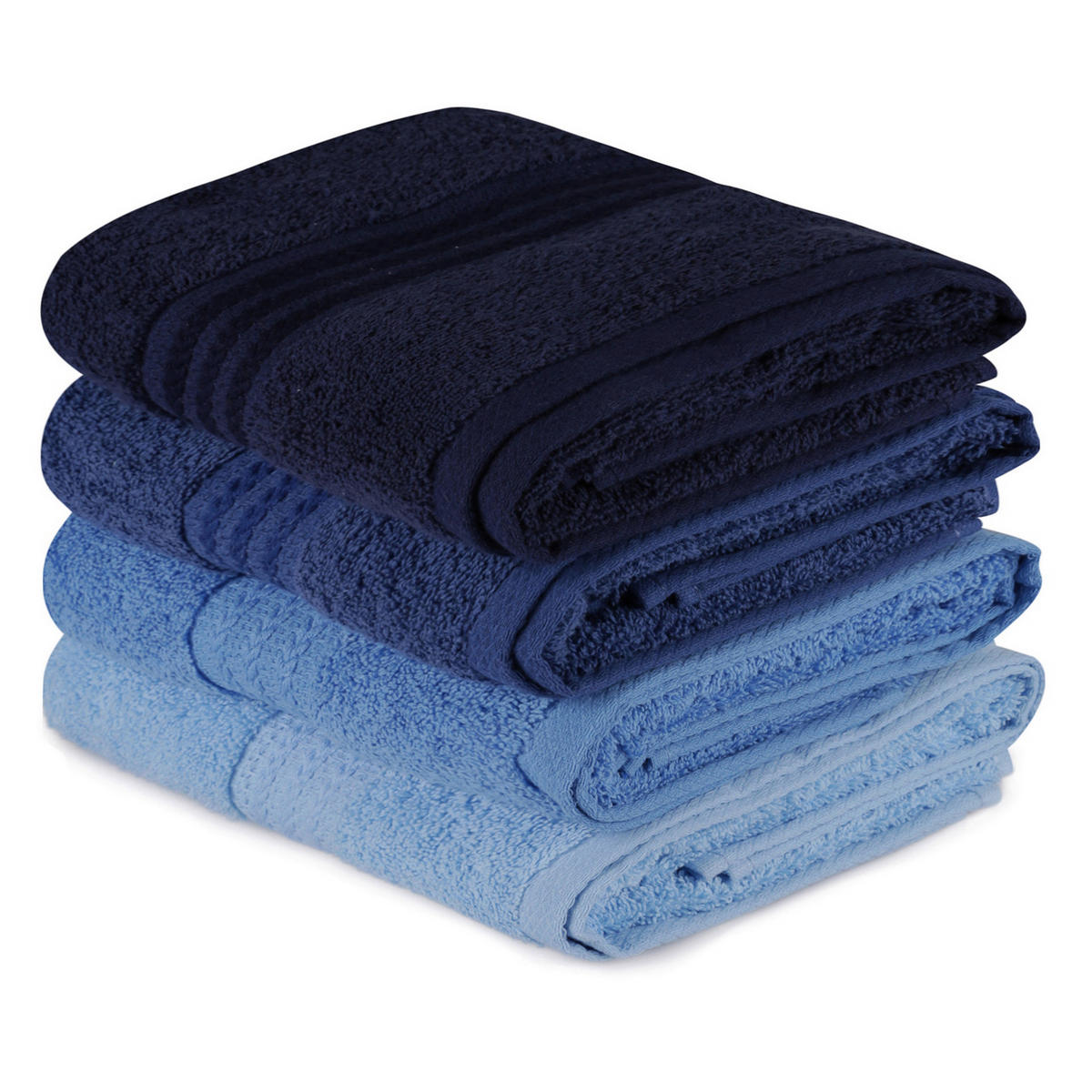 HANDTUCHSET Blau, Hellblau, Dunkelblau 4-teilig  - Blau/Dunkelblau, Basics, Textil (50/90cm)
