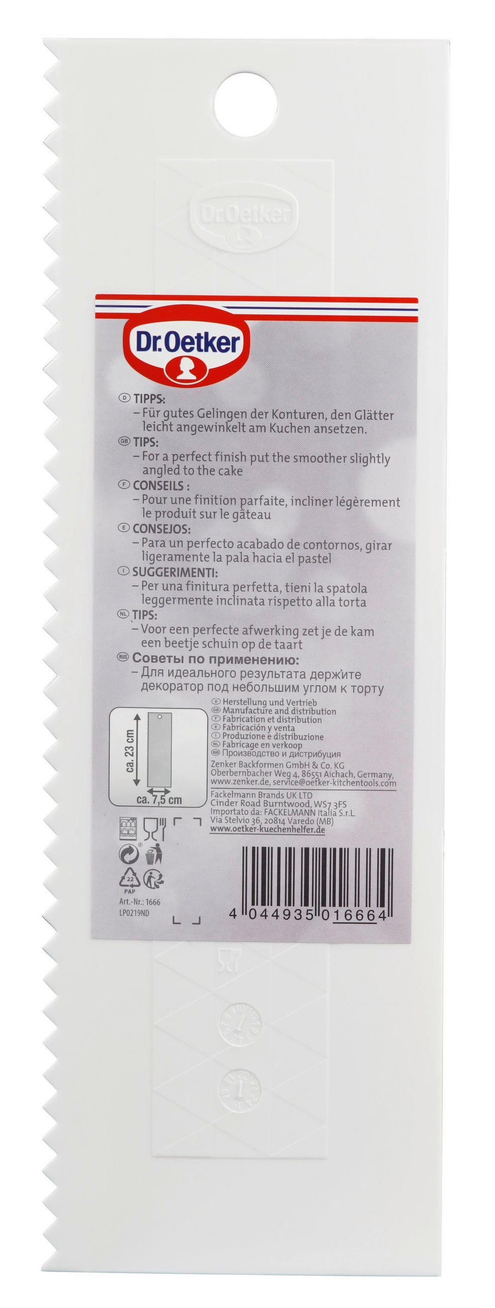 STREICHPALETTE - Weiß, Basics, Kunststoff (23cm) - Dr.Oetker