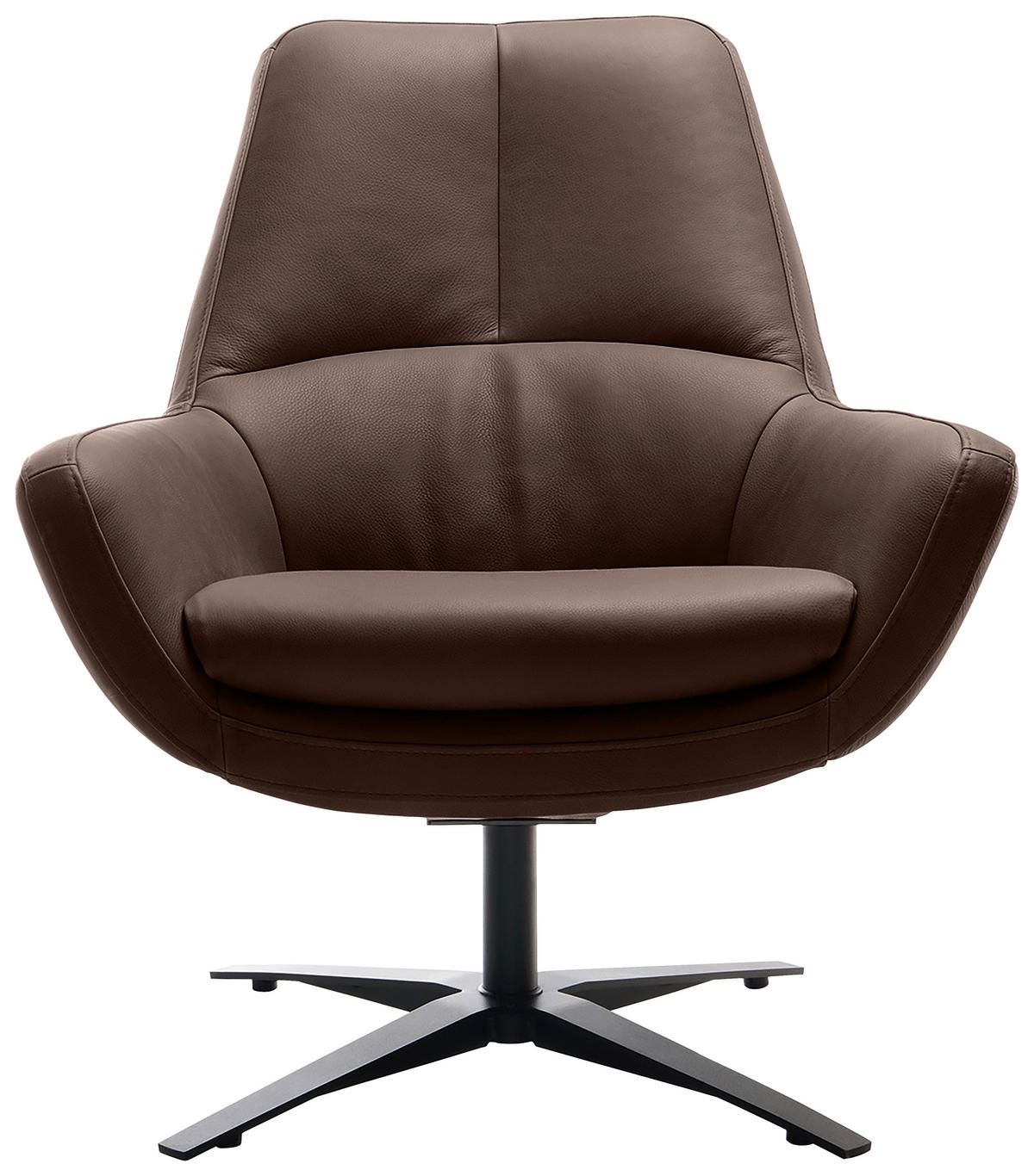 SESSEL in Echtleder Braun  - Schwarz/Braun, MODERN, Leder/Metall (81/92/83cm) - Trendmanufaktur