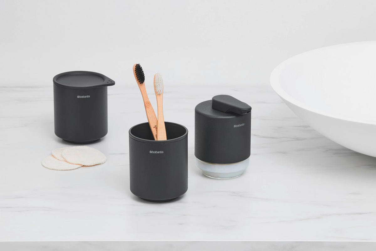 LONČEK ZA ZOBNE ŠČETKE - siva, Basics, kovina/umetna masa (8.1/9.4/8.1cm) - Brabantia