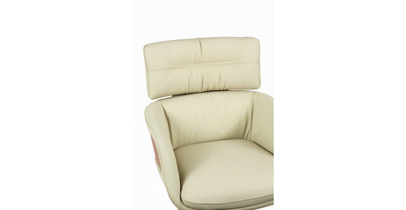 ARMLEHNSTUHL  Sitzfläche 360° drehbar, automatische Rückholfunktion  Echtleder  Schwarz, Eichefarben, Beige  - Eichefarben/Beige, Design, Leder/Holz (62/92/66cm) - Dieter Knoll