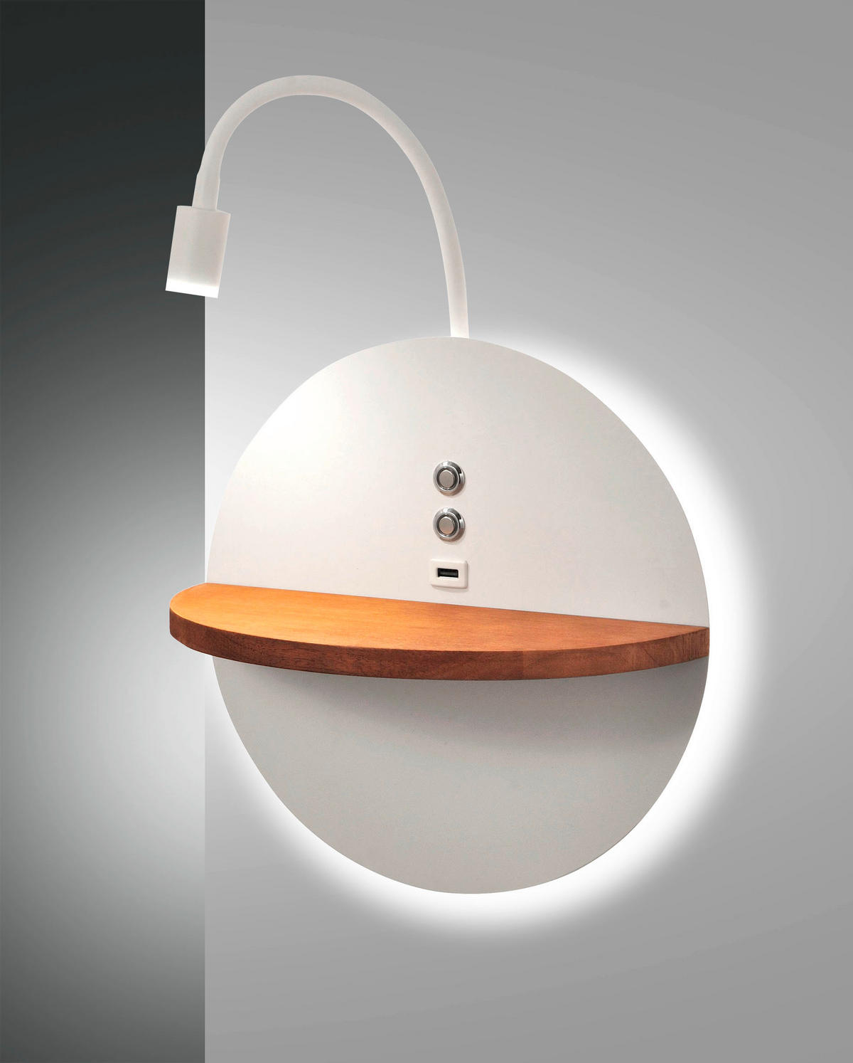 LED-WANDLEUCHTE 30/62 cm   - Weiß, Design, Holz/Metall (30/62cm) - Fabas Luce