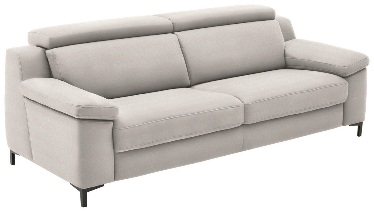 3-SITZER-SOFA in Chenille Ecru  - Ecru/Schwarz, Design, Textil/Metall (230/104/104cm) - Valdera