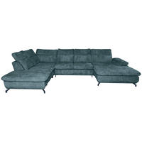 WOHNLANDSCHAFT Blau Struktur  - Blau/Schwarz, KONVENTIONELL, Textil/Metall (253/357/188cm) - Carryhome