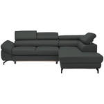 ECKSOFA in Echtleder Grau  270/220 cm  - Schwarz/Grau, Design, Leder/Metall (270/220cm) - Novel