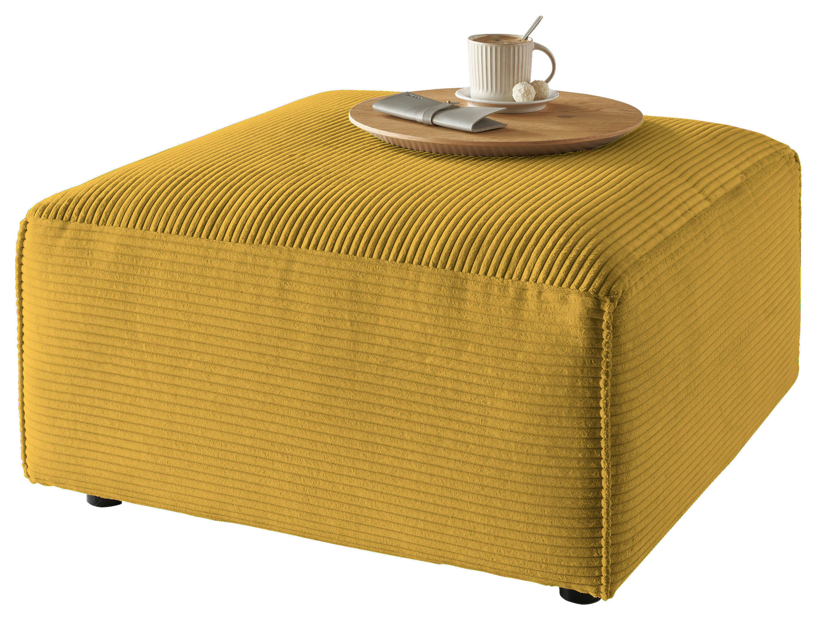 HOCKER Cord Gelb  - Gelb/Schwarz, Design, Kunststoff/Textil (80/42/80cm) - Pure Home Lifestyle