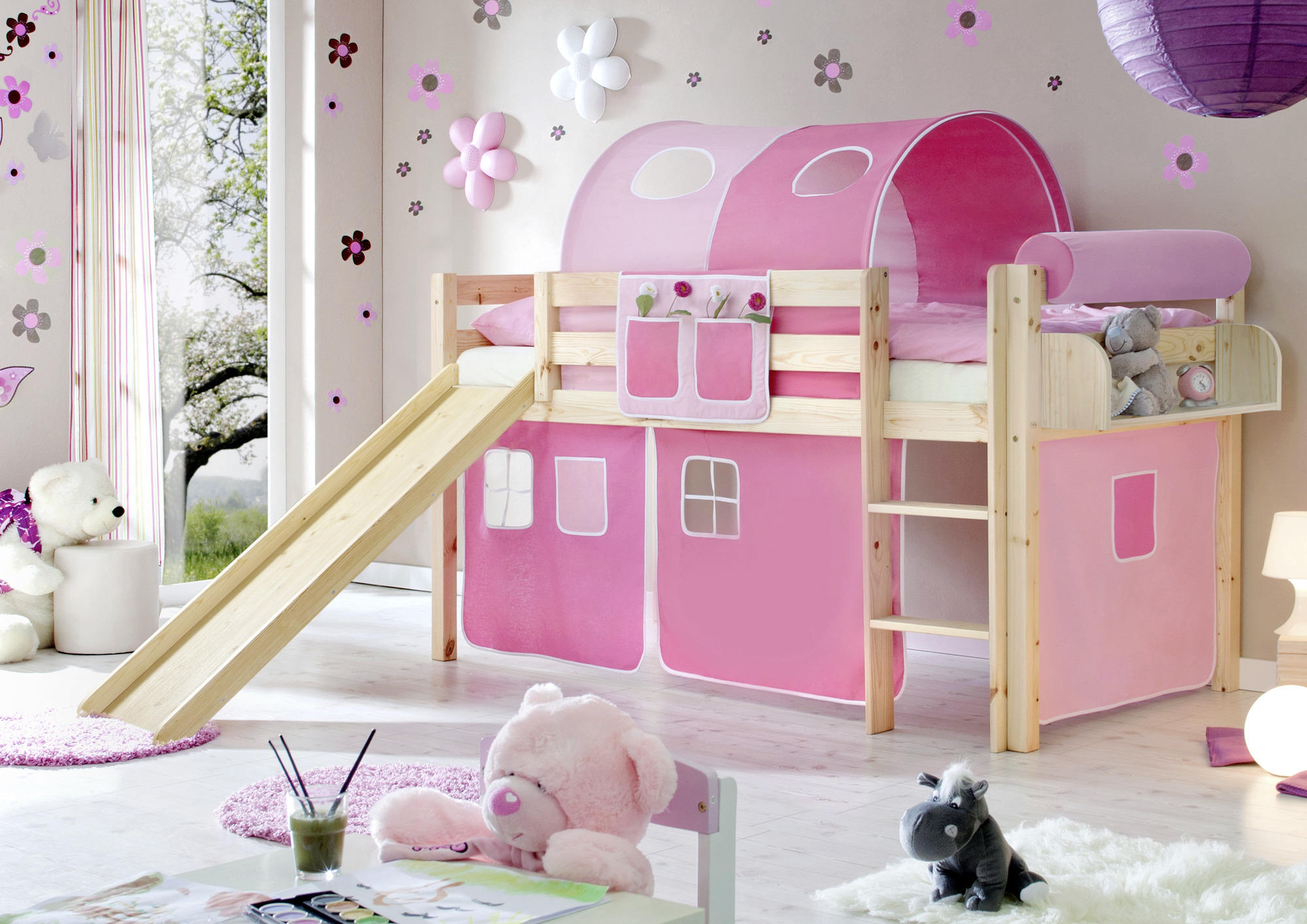 SPIELBETT Kiefer massiv 90/200 cm Rosa, Kieferfarben, Hellrosa  - Hellrosa/Rosa, Natur, Holz (90/200cm) - MID.YOU