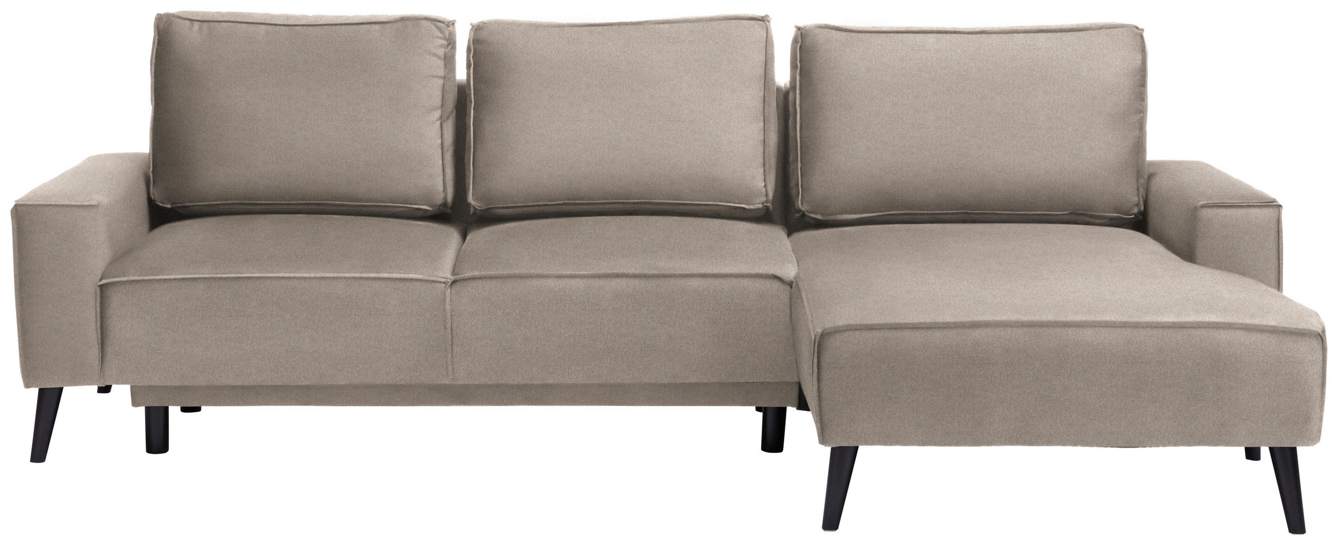 ECKSOFA in Velours Sandfarben  - Sandfarben/Schwarz, Basics, Holz/Textil (260/161cm) - Carryhome