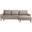 ECKSOFA in Velours Sandfarben  - Sandfarben/Schwarz, Basics, Holz/Textil (260/161cm) - Carryhome