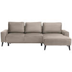 ECKSOFA in Velours Sandfarben  - Sandfarben/Schwarz, Basics, Holz/Textil (260/161cm) - Carryhome