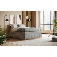 BOXSPRING KREVET 180/200 cm     srebrna  - boja hrasta/srebrna, Moderno, tekstil/drvo (180/200cm) - MID.YOU