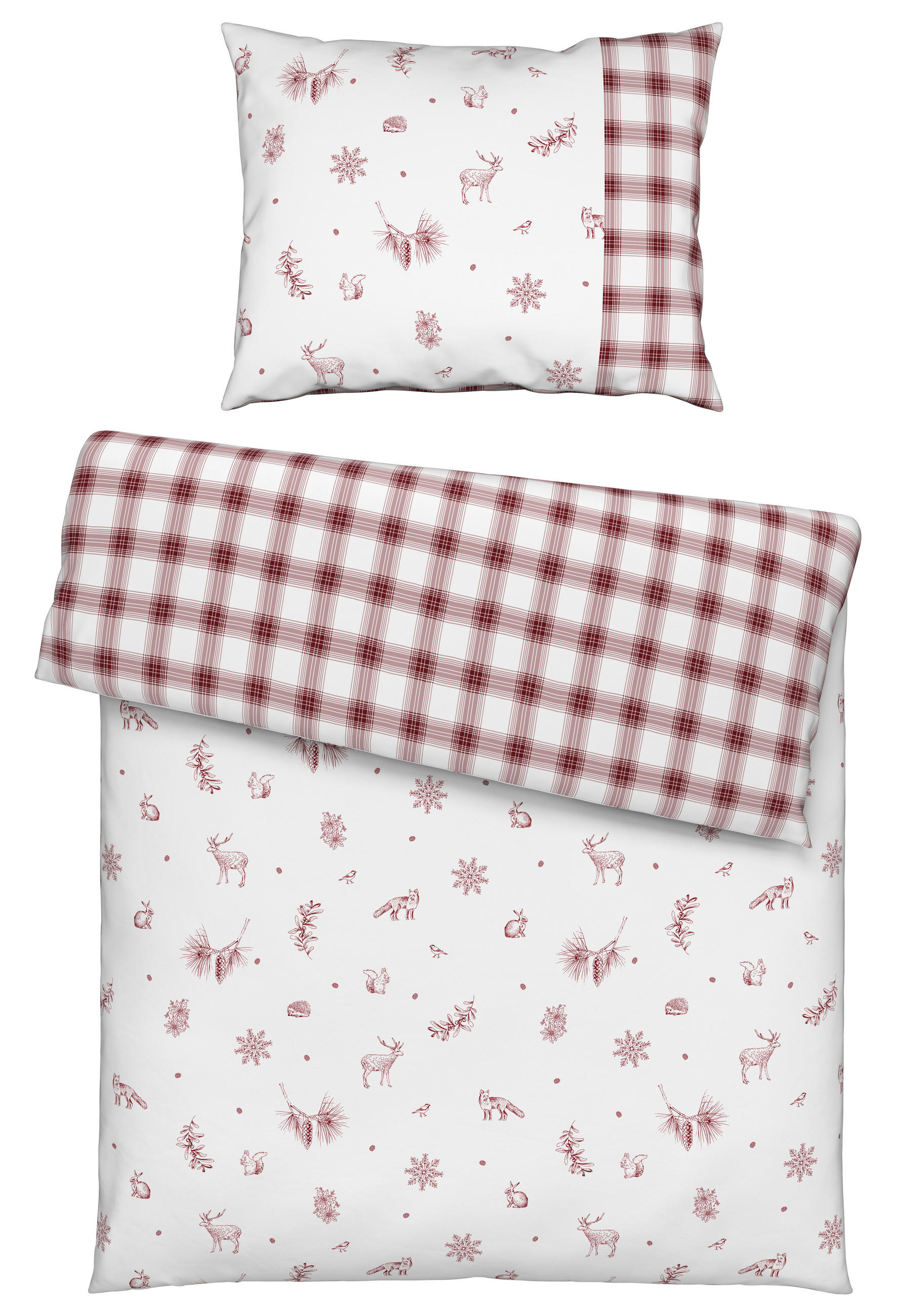 WENDEBETTWÄSCHE TALVI Renforcé 140/200 cm  - Rot/Weiß, KONVENTIONELL, Textil (140/200cm) - Esposa