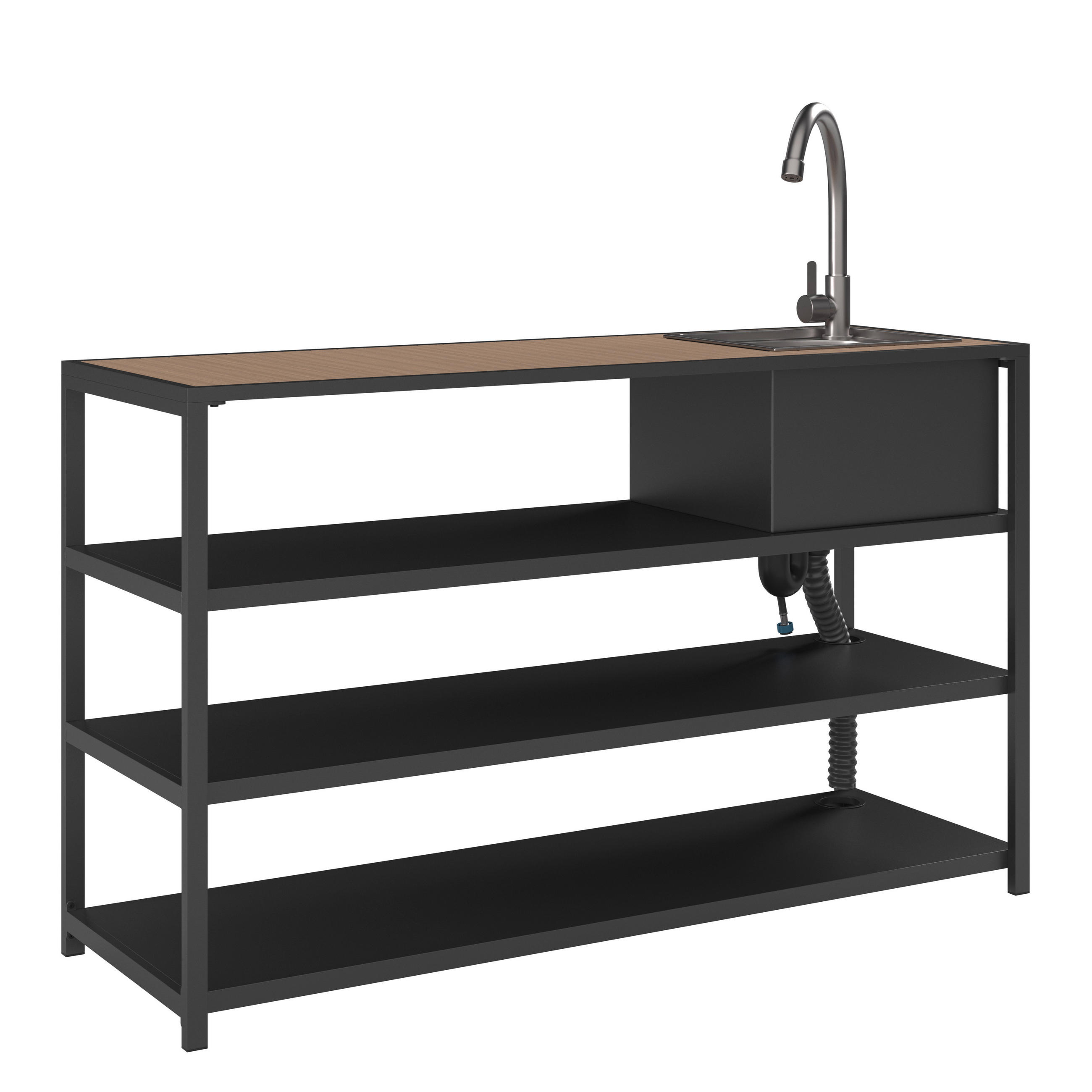 VENKOVNÍ KUCHYNĚ - šedá/přírodní barvy, Moderní, kov/plast (150/90/50cm) - Ambia Garden