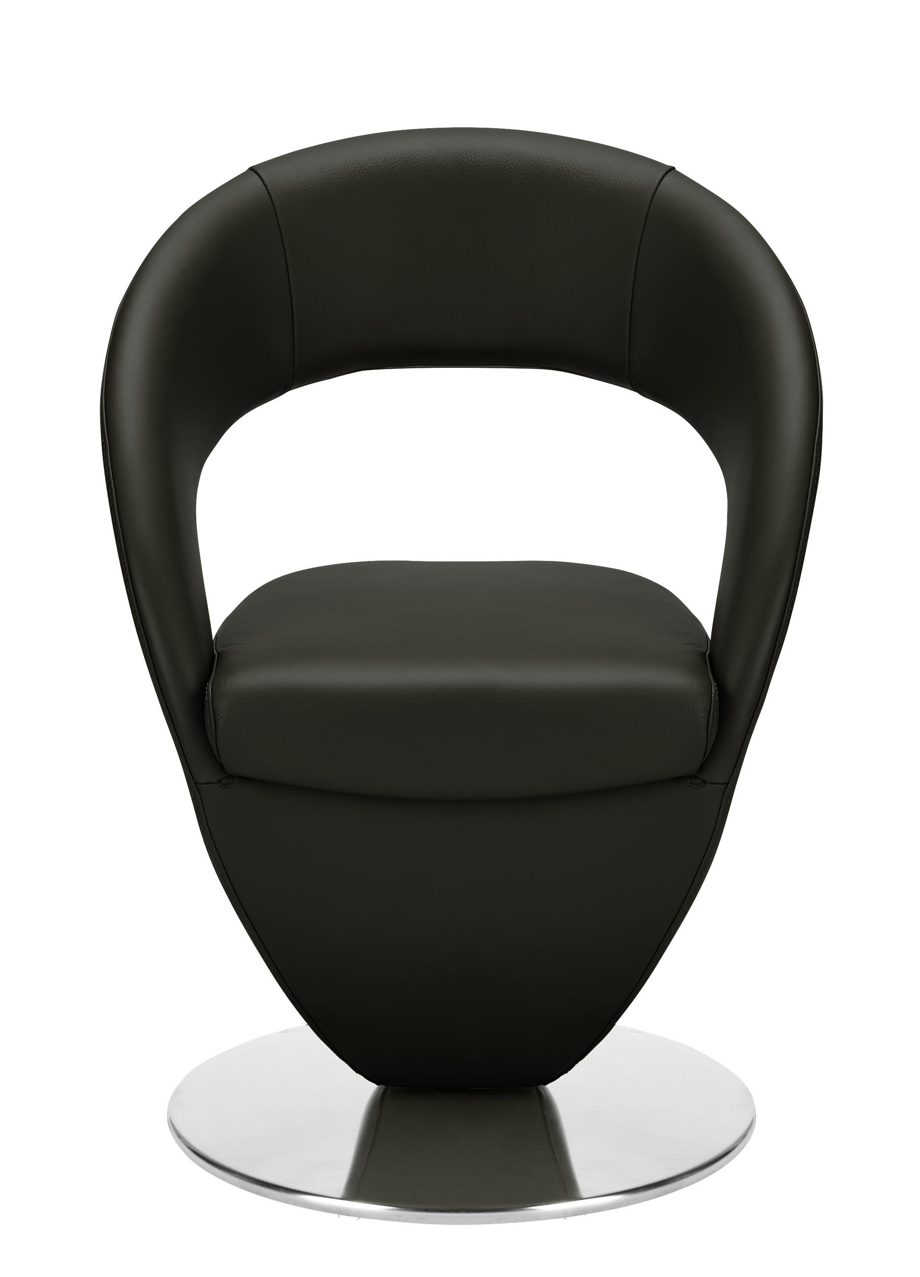 STUHL Echtleder Schwarz, Edelstahlfarben Lederauswahl, Stoffauswahl, Typenauswahl - Edelstahlfarben/Schwarz, Design, Leder/Metall (62/86/61cm) - Moderano