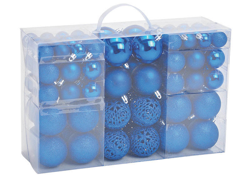 CHRISTBAUMKUGEL-SET 100-teilig  - Dunkelblau, Basics, Kunststoff (35,0/23,0/12,0cm) - X-Mas