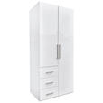 KLEIDERSCHRANK  in Weiß, Weiß Hochglanz  - Weiß Hochglanz/Alufarben, KONVENTIONELL, Holzwerkstoff/Metall (98/219/59cm) - Carryhome