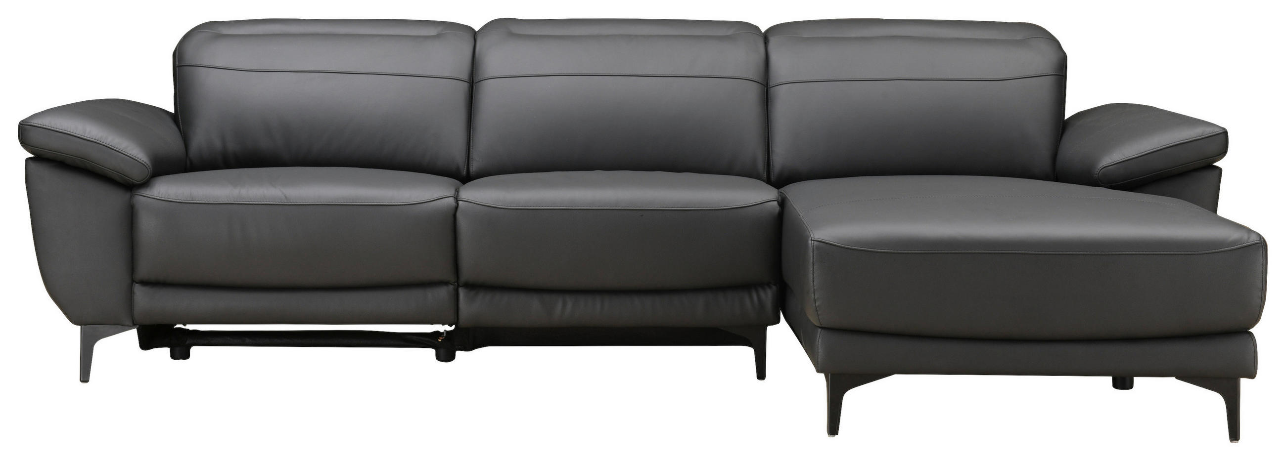 ECKSOFA inkl. Funktionen Ronald Schwarz Echtleder, Kombination Echtleder/Lederlook Lederlook  - Schwarz, Design, Leder/Kunststoff (269/164cm) - Xora