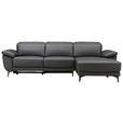 ECKSOFA inkl. Funktionen Ronald Schwarz Echtleder, Kombination Echtleder/Lederlook Lederlook  - Schwarz, Design, Leder/Kunststoff (269/164cm) - Xora