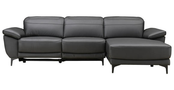ECKSOFA inkl. Funktionen Ronald Schwarz Echtleder, Kombination Echtleder/Lederlook Lederlook  - Schwarz, Design, Leder/Kunststoff (269/164cm) - Xora