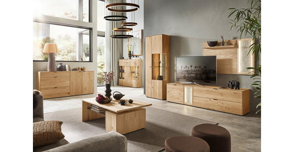 HIGHBOARD Wildeiche  136,9/138,3/37,1 cm  - Wildeiche/Schwarz, Natur, Glas/Holz (136,9/138,3/37,1cm) - Valnatura