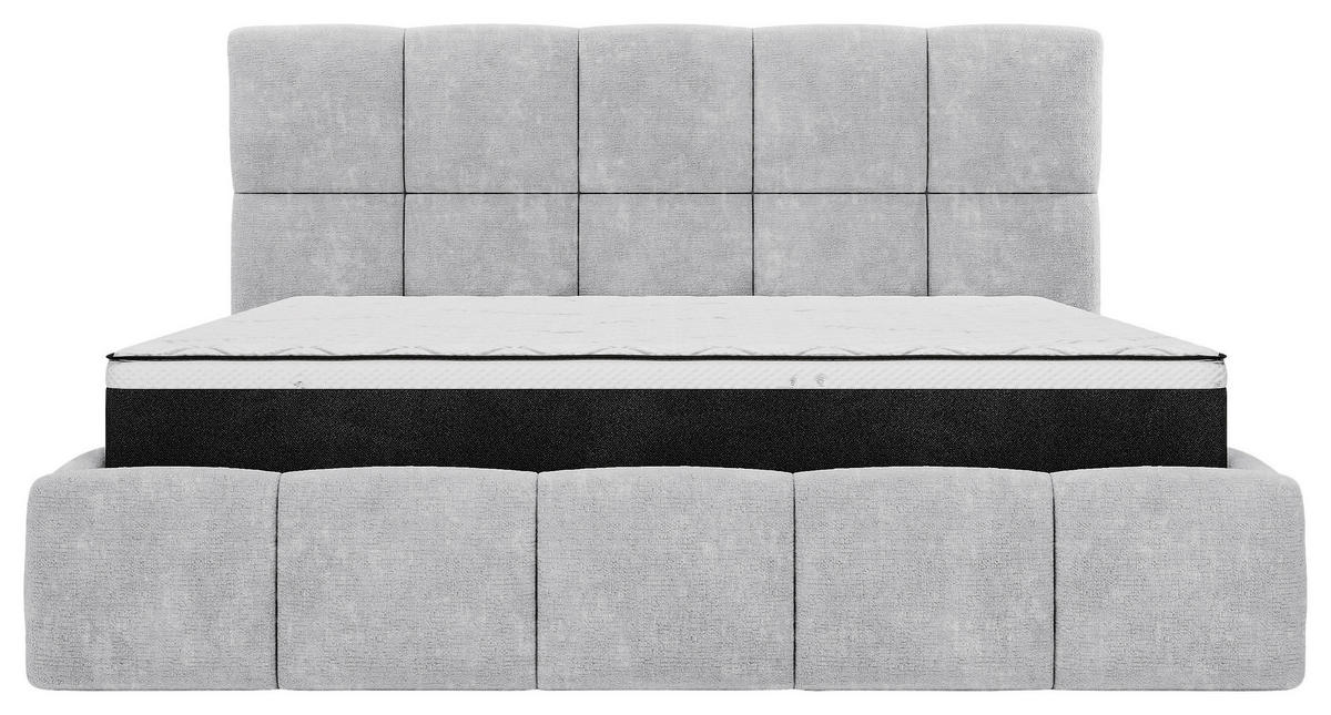 POLSTERBETT 140/200 cm,  in Hellgrau, gepolstertes Kopfteil, Lattenrost, Bettkasten,  - Hellgrau/Schwarz, MODERN, Holz/Holzwerkstoff (140/200cm) - MID.YOU