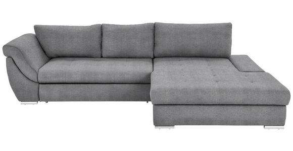 ECKSOFA Hellgrau Flachgewebe  - Silberfarben/Hellgrau, Design, Textil/Metall (306/174cm) - Carryhome