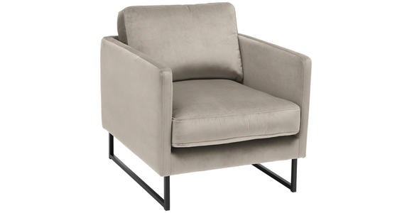 SESSEL in Samt Taupe - Taupe/Schwarz, Design, Textil/Metall (72/78/84cm) - Carryhome