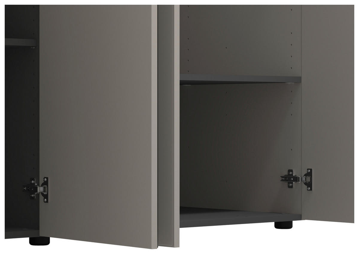 NYÍLÓAJTÓS SZEKRÉNY kasmírszínű  - kasmírszínű/fekete, Konventionell, faalapú anyag/üveg (224/226,5/56,5cm) - Stylife