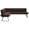 ECKBANK 163/243 cm Lederlook Braun, Schwarz, Eichefarben Eiche massiv Metall   - Eichefarben/Schwarz, Design, Holz/Textil (163/243cm) - Voleo