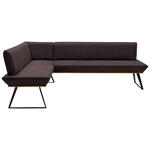 ECKBANK 163/243 cm Lederlook Braun, Schwarz, Eichefarben Eiche massiv Metall   - Eichefarben/Schwarz, Design, Holz/Textil (163/243cm) - Voleo