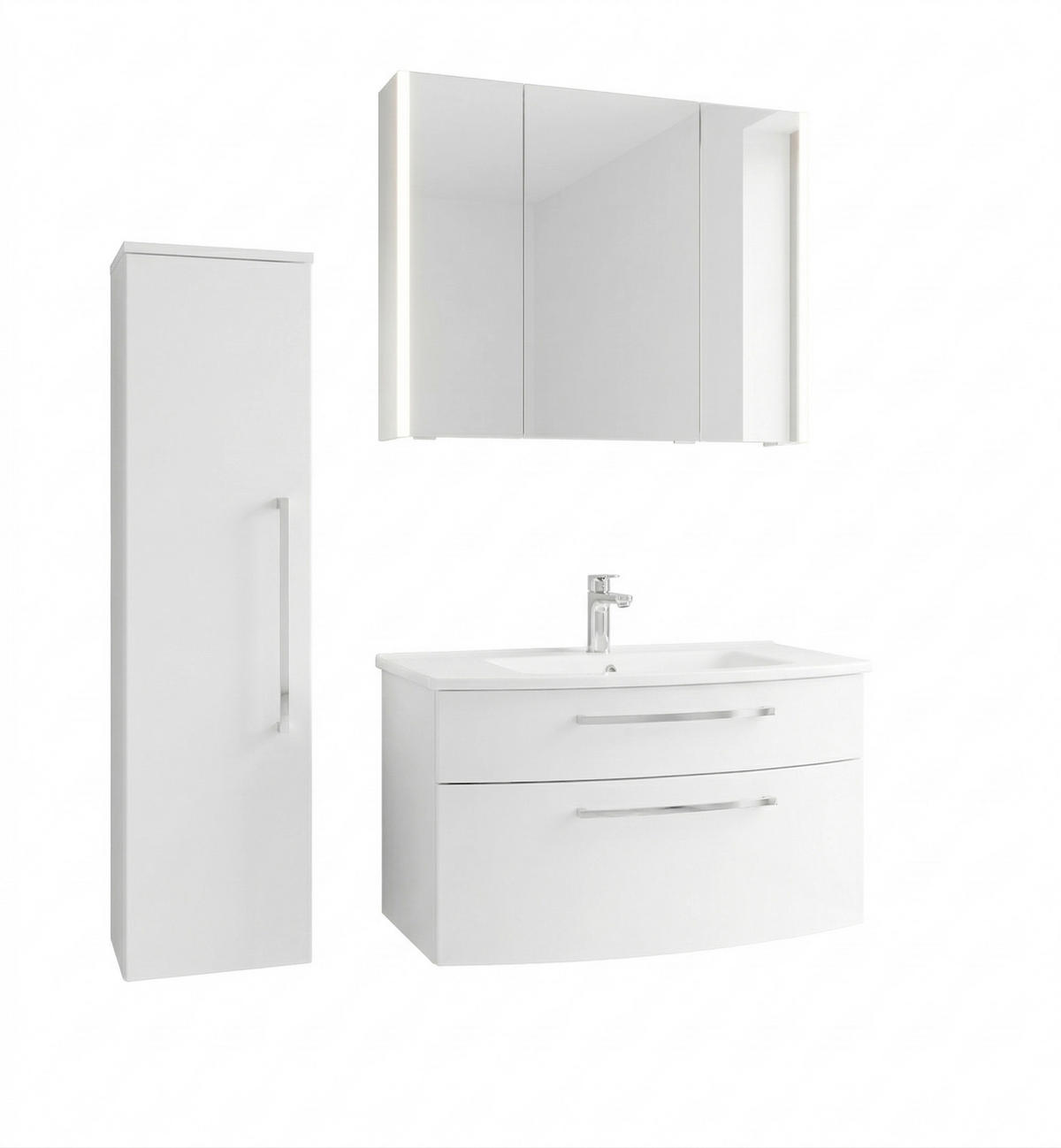 ELEMENT ISPOD UMIVAONIKA  bijela  bijela visoki sjaj  - bijela/boje kroma, Design, kamen/drvni materijal