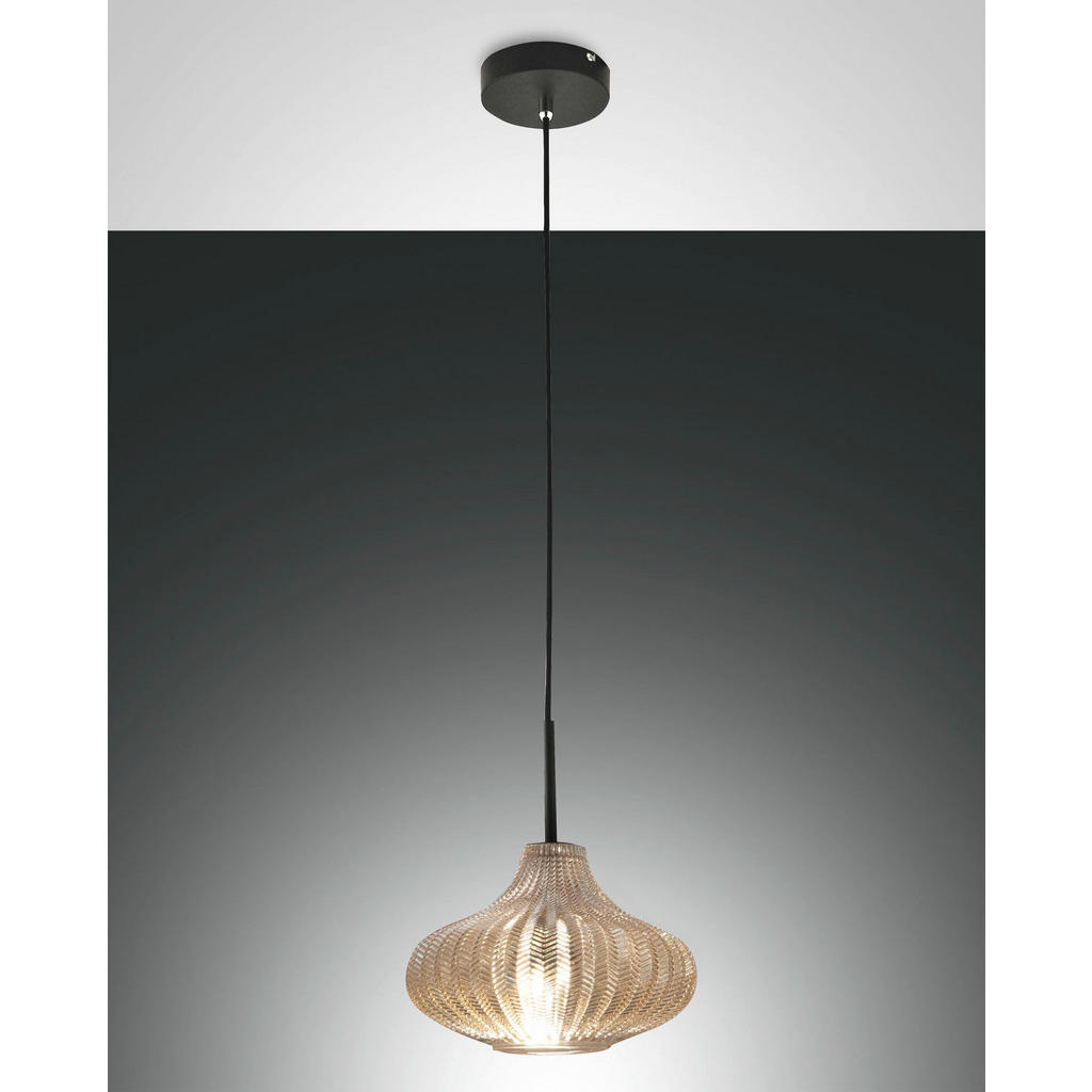 Thumbnail - Fabas Luce Pendelleuchte Budelli, Champagner, Schwarz, Glas, Metall, orientalisch,orientalisch, 200 cm, ISO 9001, höhenv...