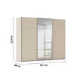 SCHWEBETÜRENSCHRANK 301/223/68 cm 3-türig Champagner  - Champagner/Alufarben, KONVENTIONELL, Glas/Holzwerkstoff (301/223/68cm) - Novel