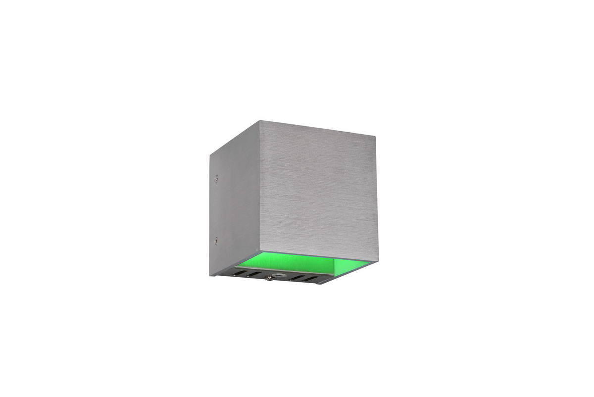 ZIDNA LED LAMPA - siva/boja aluminijuma, Dizajnerski, metal (10/10/10cm)