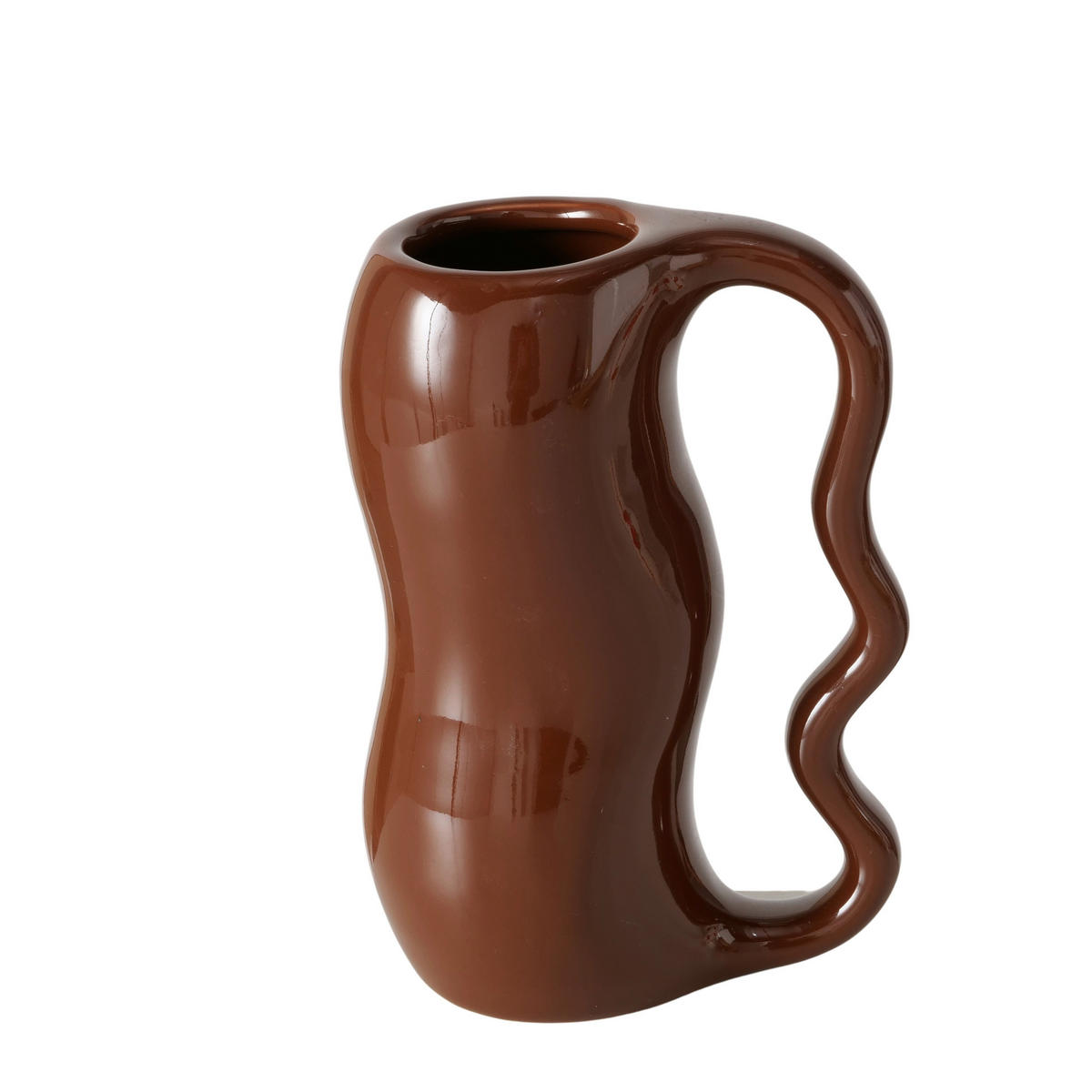 VÁZA  - világosbarna, Design, kerámia (13/9/18,7cm)