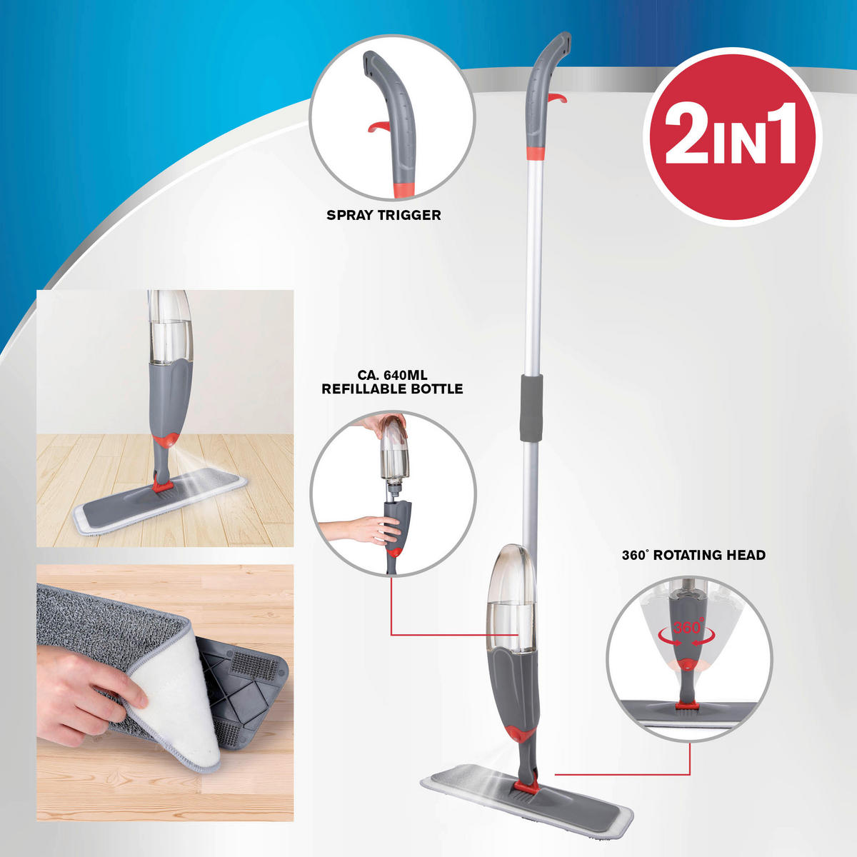 BODENWISCHER  - Transparent/Schwarz, Basics, Kunststoff/Textil (38,5/12/127cm) - Dirt Devil