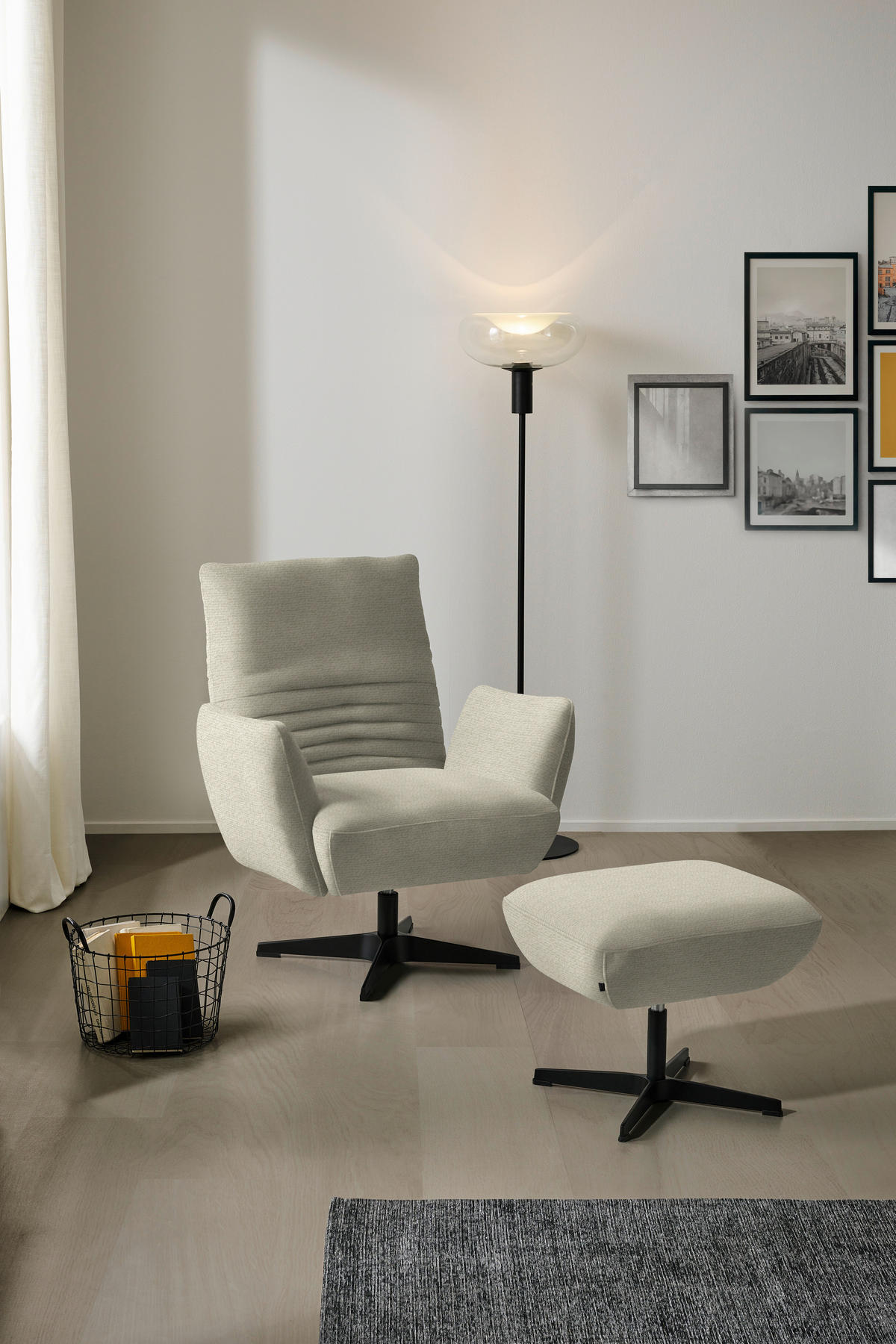 SESSEL in Chenille Beige  - Beige/Schwarz, Design, Textil/Metall (60/94/86cm) - Dieter Knoll