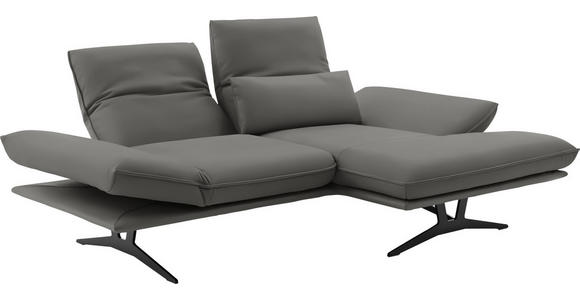 ECKSOFA in Echtleder Hellgrau  - Hellgrau/Schwarz, Design, Leder/Metall (210/130cm) - Dieter Knoll