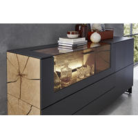 SIDEBOARD Eichefarben, Titanfarben  183/75/44 cm  - Eichefarben/Anthrazit, Natur, Glas/Holz (183/75/44cm) - Valnatura