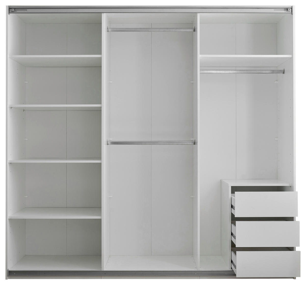 ORMAR S KLIZNIM VRATIMA bijela   - bijela/boje aluminija, Konvencionalno, staklo/drvni materijal (215/204/63cm) - Hom`in