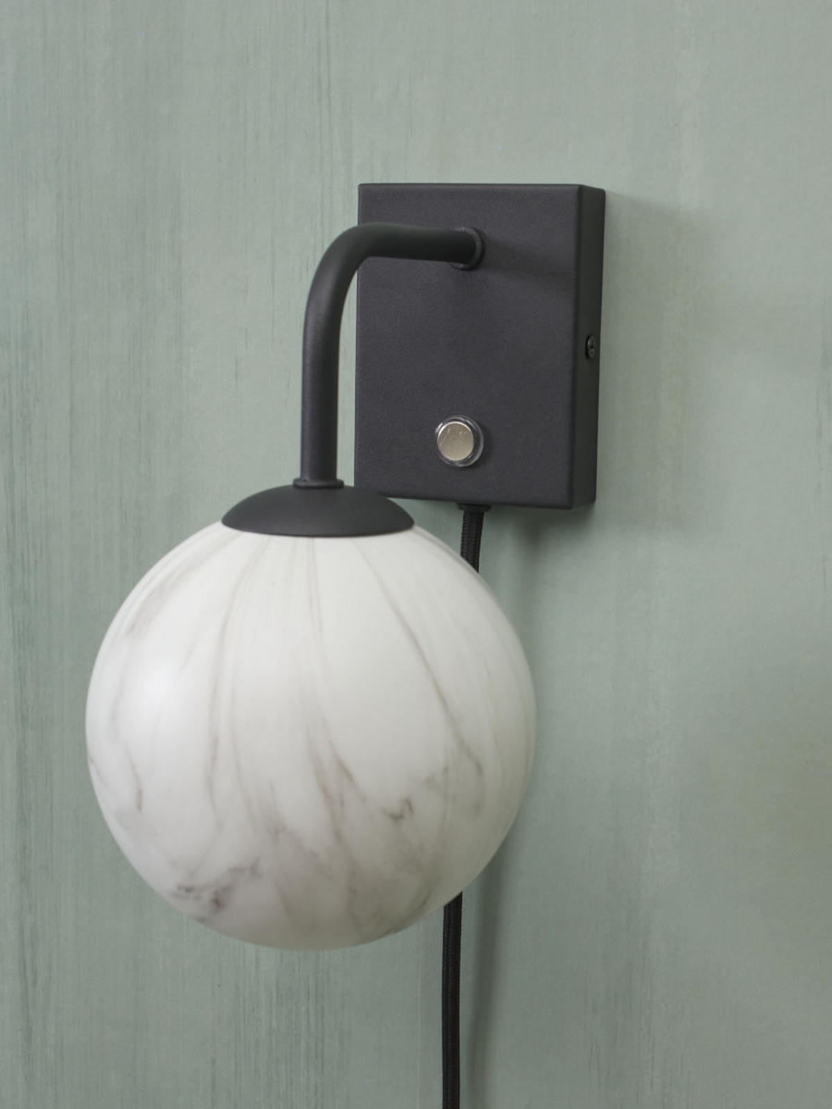 WANDLEUCHTE Carrara Globus 12 cm  - Schwarz/Weiß, Basics, Glas/Metall (12cm) - It's about Romi