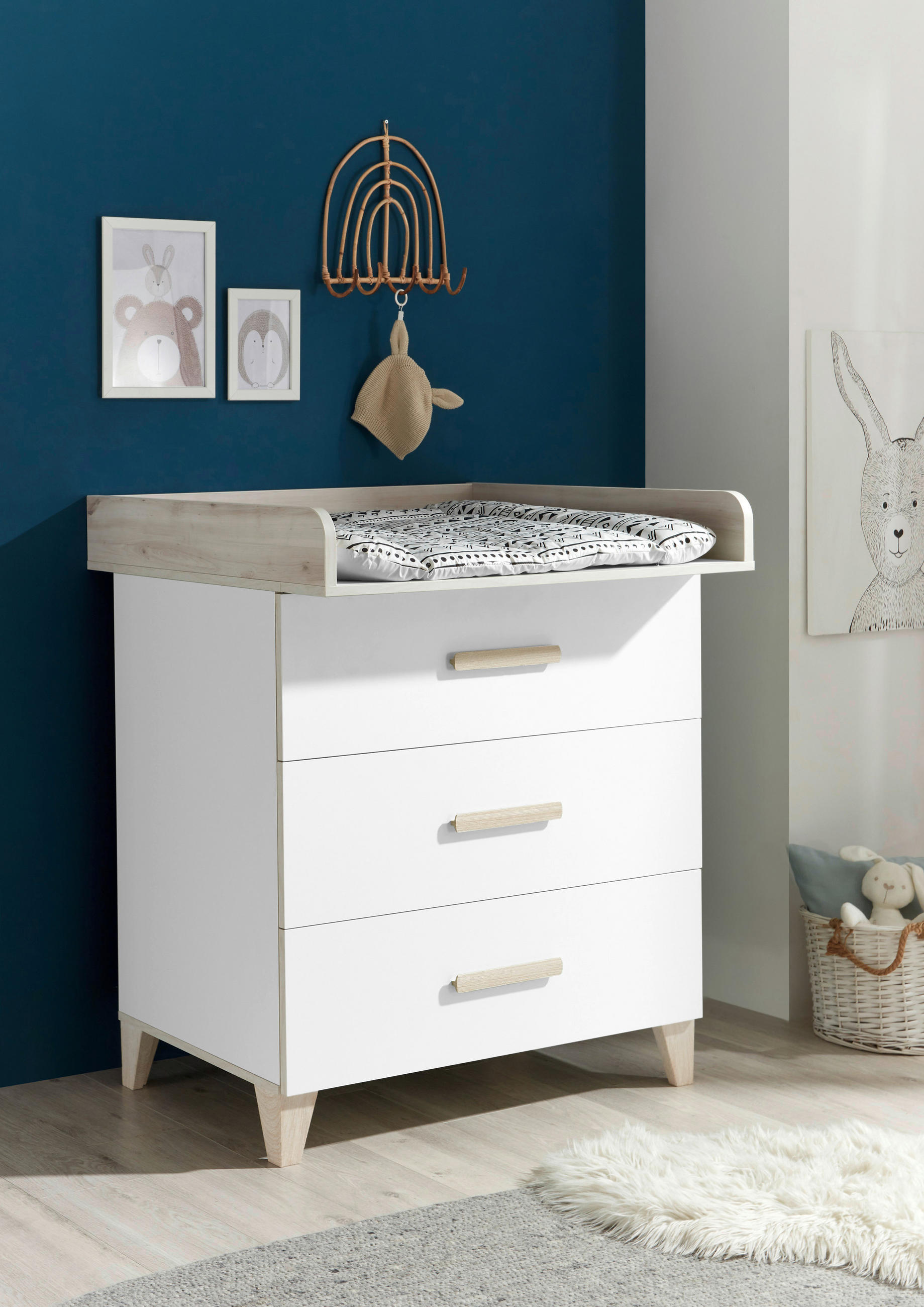 WICKELKOMMODE Weiß, Birnbaumfarben  - Birnbaumfarben/Weiß, MODERN, Holzwerkstoff/Kunststoff (90/107/78cm) - MID.YOU