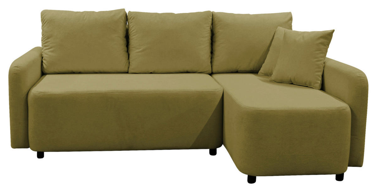 ECKSOFA STERN Grün Bouclé Zierkissen, Rückenkissen, Bettkasten  - Schwarz/Grün, Design, Kunststoff/Textil (207/152cm) - MID.YOU