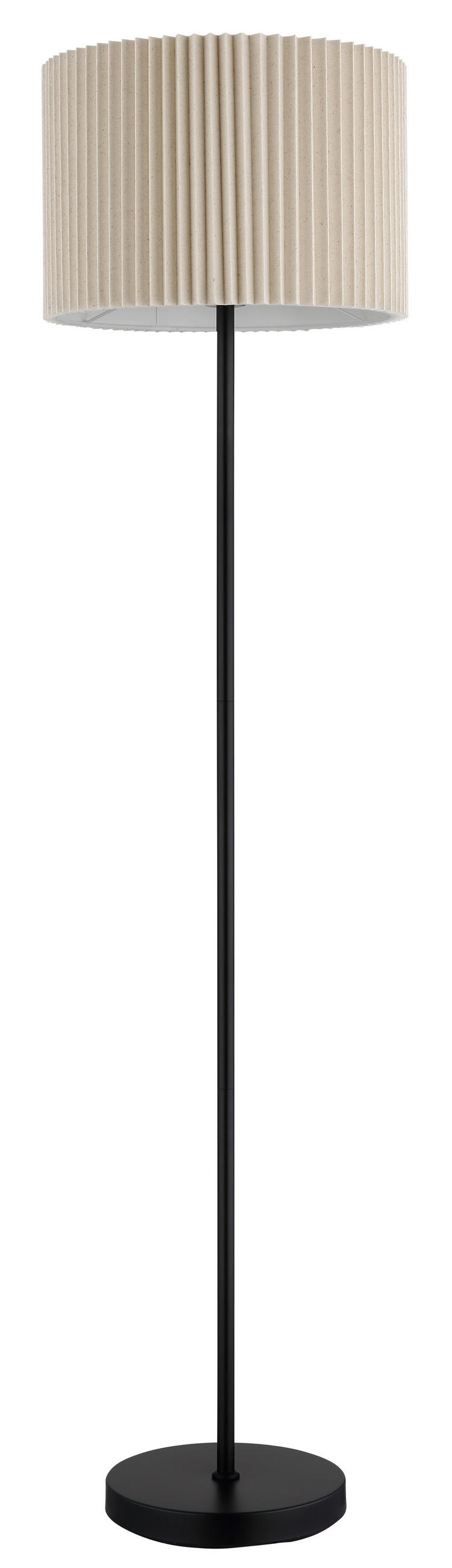 STEHLEUCHTE 38/152 cm    - Schwarz/Naturfarben, KONVENTIONELL, Textil/Metall (38/152cm) - Globo