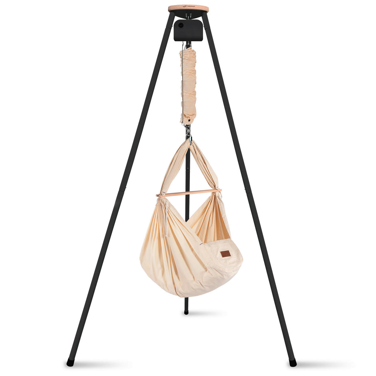 FEDERWIEGE Set inkl. Tipi-Gestell und Motor  Beige, Anthrazit  - Beige/Anthrazit, Basics, Kunststoff/Textil (135/194/135cm) - SCHMUSEWOLKE