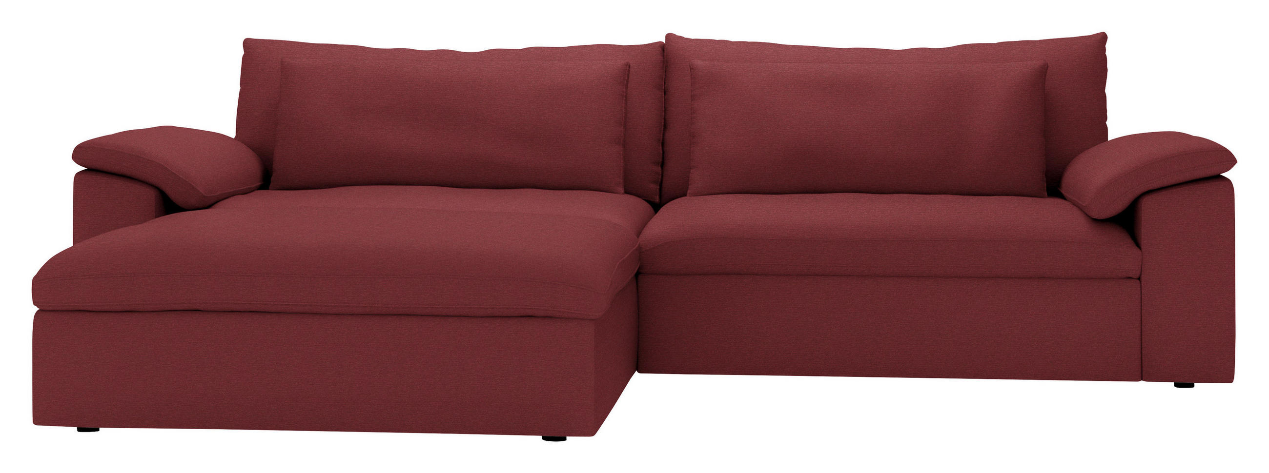 ECKSOFA  Chenille Bordeaux  - Bordeaux/Schwarz, Modern, Kunststoff/Textil (198/306cm) - Carryhome