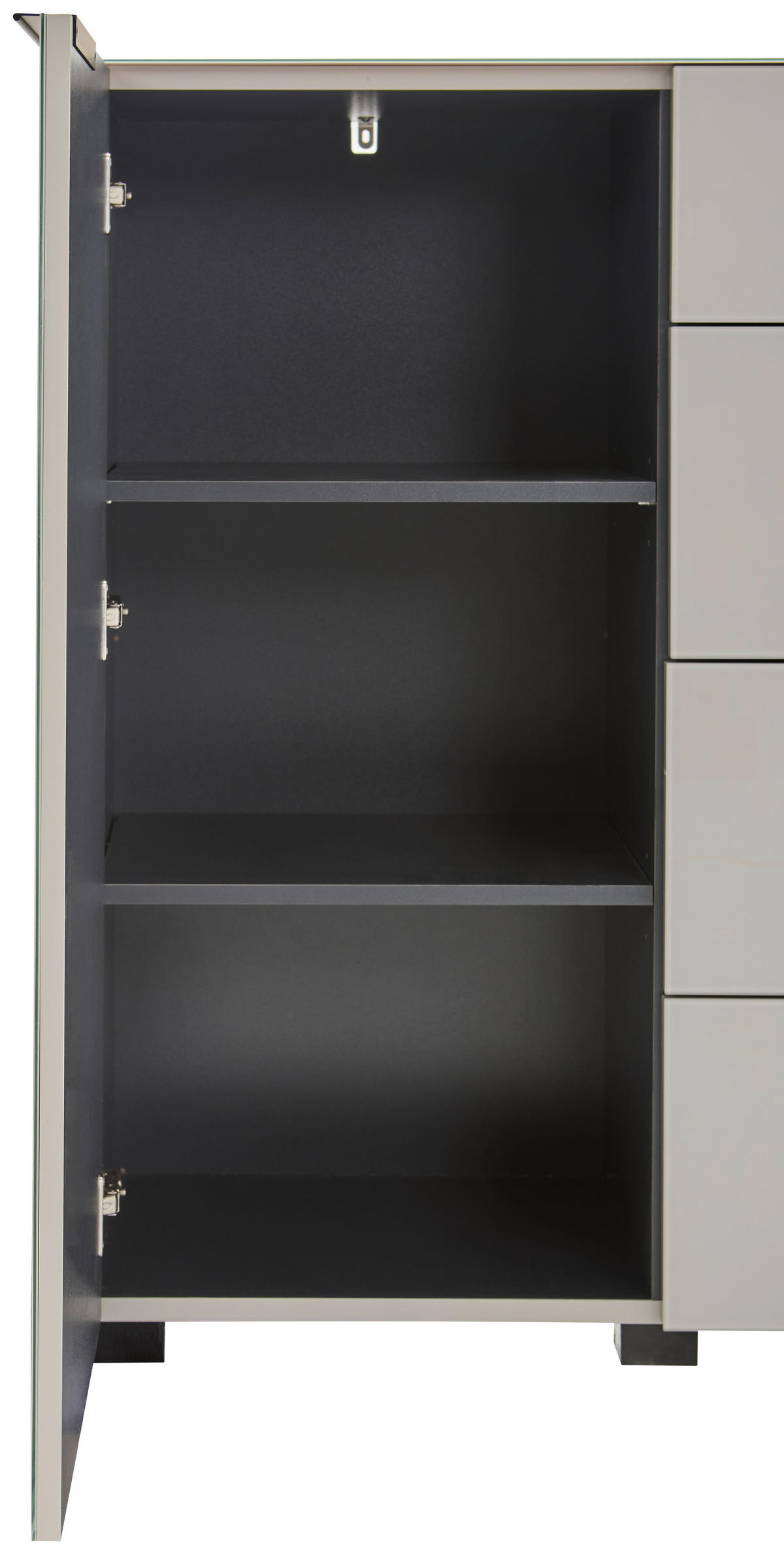 KOMMODE , 90/99,7/42 cm, 4 Schublade(n)  - Kaschmir/Schwarz, Design, Glas/Holzwerkstoff (90/99,7/42cm) - Novel