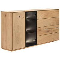 SIDEBOARD  in 176/88/40 cm  - Eichefarben/Schwarz, Natur, Glas/Holz (176/88/40cm) - Waldwelt