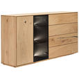 SIDEBOARD Schwarz, Eichefarben  176/88/40 cm  - Eichefarben/Schwarz, Natur, Glas/Holz (176/88/40cm) - Waldwelt