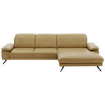 ECKSOFA in Echtleder Hellbraun  - Hellbraun/Schwarz, Design, Leder/Metall (328/193cm) - Dieter Knoll